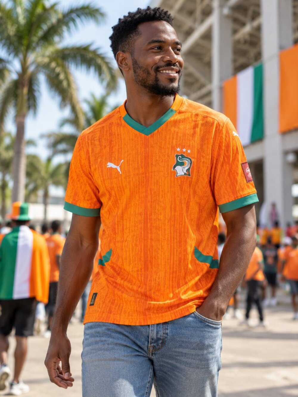 Ivory Coast Cote d'Ivoire Puma 2026 World Cup Football Jersey Sz L Orange